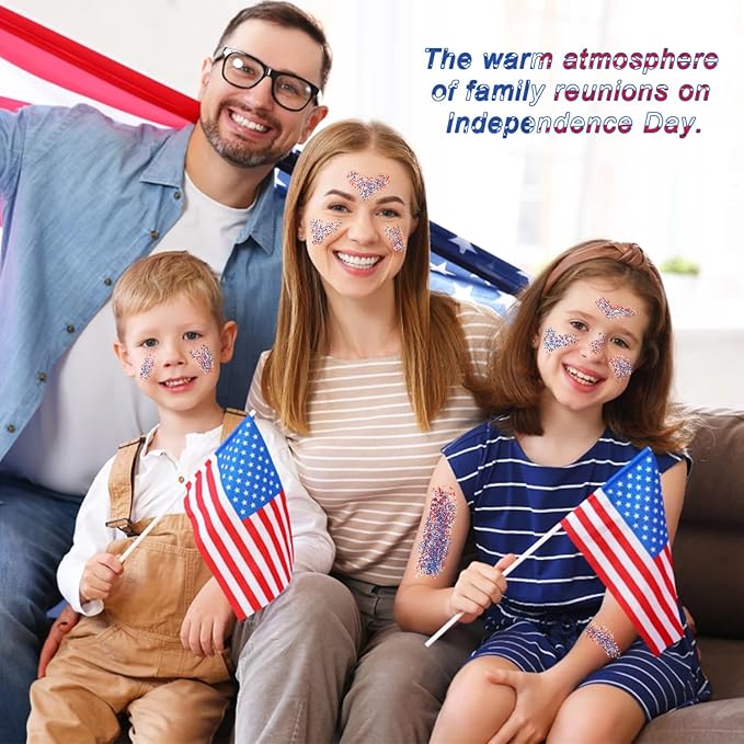 Red Blue and White Body Glitter Stick, 4th of July Independence Day Accessories, Waterproof Face Body and Hair Glitter Makeup, Patriotic Day Memorial Day Glitter Makeup for Women and Girls