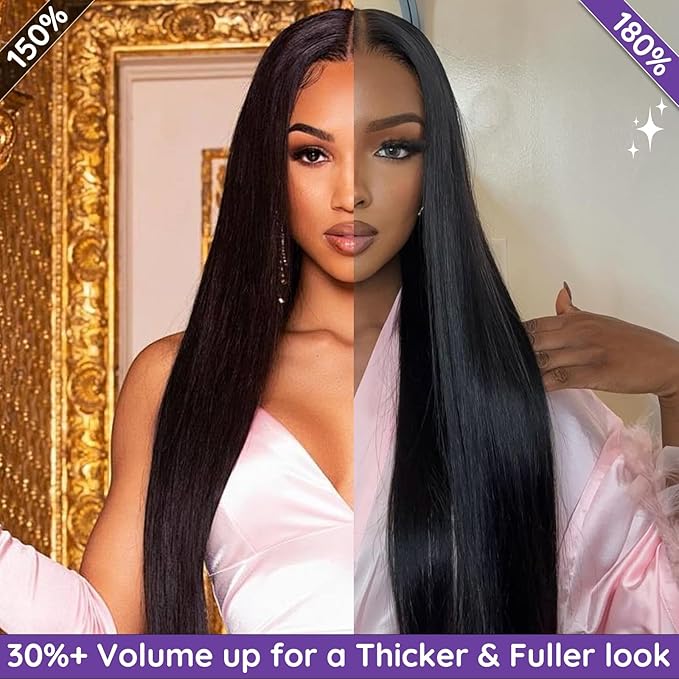13x6 Lace Front Human Hair Wig, 100% Human Hair 180 Density, HD Lace Frontal Wig, Pre-Plucked Glueless Wigs, 28inch
