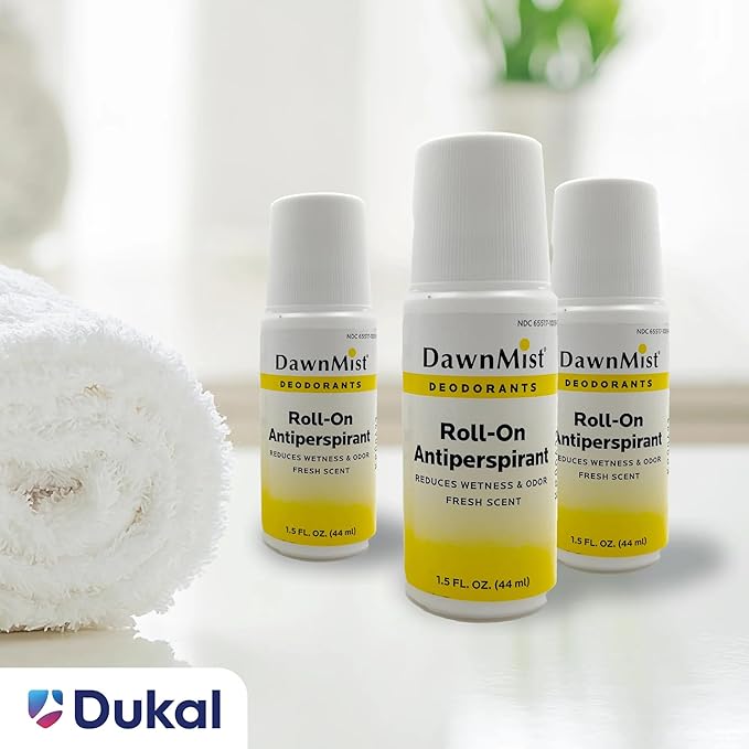 Dukal RD15 DawnMist Roll On Antiperspirant & Deodorant, Fresh Scent, Travel Size, 1.5oz,12 pack