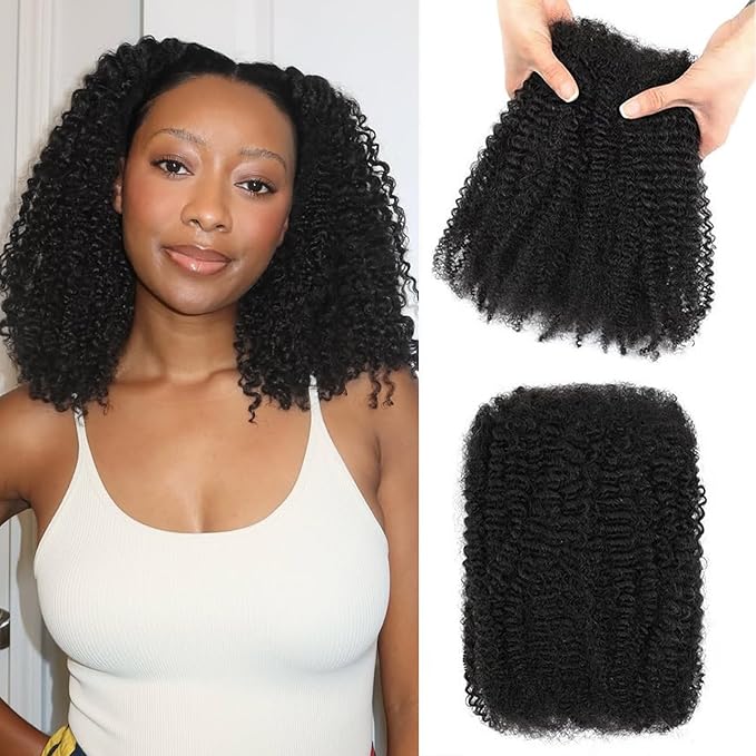 Afro Kinkys Bulk Human Hair for Dreadlock Extensions Repair Locs Afro Kinky-Curly Bulk Human Hair for Mini Twist 100% Real Human Hair for Braiding Micro Locs Extensions 16Inch(1B,35g/pack)