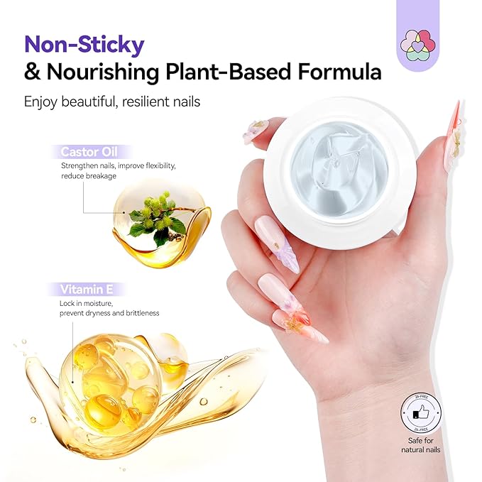 SAVILAND Pro Solid Builder Nail Gel for Nails with 30 g Rhinestone Glue Gel: 30 Days Long Lasting Clear 3D Nail Gel for Nail Extension Nail Art Salon