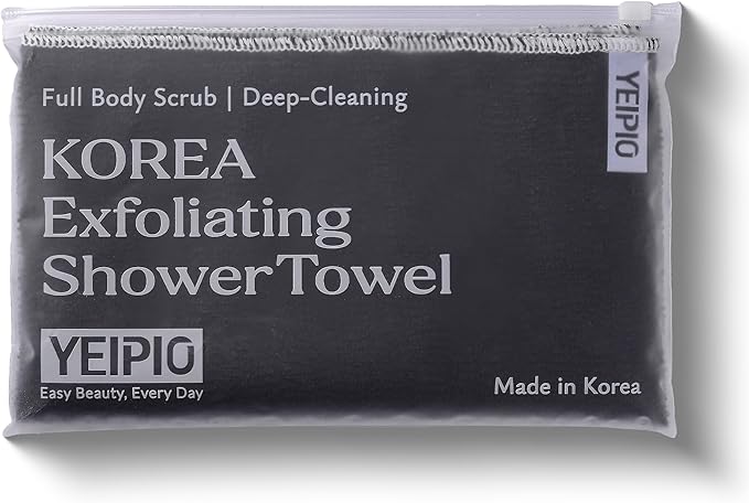 Korean Body Scrubber, exfoliating washcloth, Back Scrubber for Shower, exfoliating Body Scrub Towel, 100% Nylon, Quick Dry, Tightly Woven, 39.3x11in, Made in Korea (White)