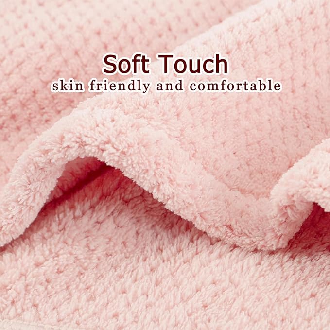 2 Packs Large Microfiber Hair Towel for Women,Fast Drying Hair Wrap for Curly Hair,Super Absorbent and Soft Towel for Long 24 * 42 inches (Pink&Pink)