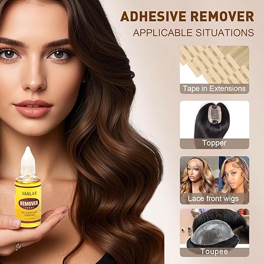 Tape in Hair Extensions Remover Wig Glue Remover 30ml Gentle Solvent Safe for Sensitive Scalp Fast Acting Adhesive Remover(One Bottle)
