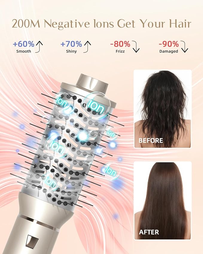 RUCHA 8-in-1 Foldable Hot Air Styler, 110,000 RPM High Speed Hair Nora Styler, Air Curler for Hair, Negative Ion Hot Air Bursh for Frizz-Free Styling Fast Drying Curling Straightening Volumizing