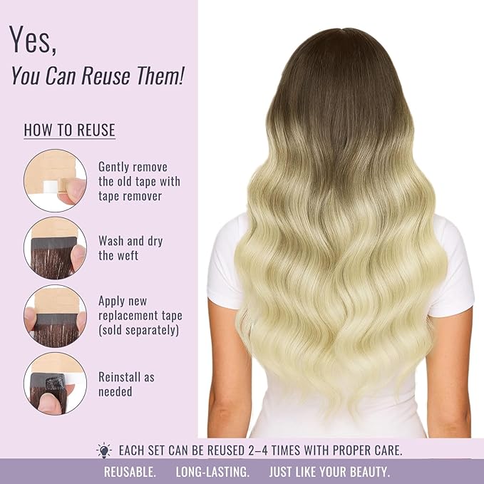 Fshine Tape Hair Extensions Human 12 Inch Balayage Ash Brown and Bleach Blonde Straight Hair Tape in Extensions Skin Weft 30 g 20 pcs,Perfect for Daily Wear,Designed to Boost Volume & Length
