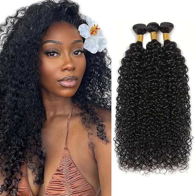 28 30 32 inch #1B Kinky Curly Bundles Wet and Wavy Bundles Human Hair Curly Wave Human Hair Weave Bundle