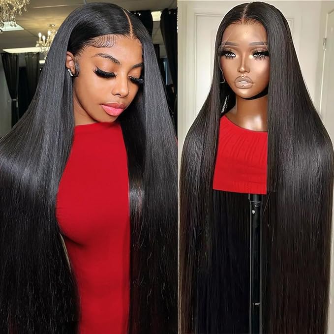 LICHANG 32 Inch 13x4 Lace Front Wigs Human Hair 200 Density Straight HD Lace Front Wigs Pre Plucked Straight Glueless Human Hair 13x4 HD Frontal Human Hair Wig for Women