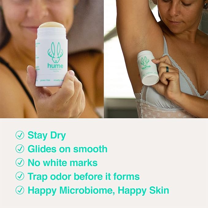 Hume Supernatural Roll On Aluminum Free Deodorant for Women & Men - Safe for Sensitive Skin - Probiotic and Plant-Based - Long-Lasting Moisture Absorbing (Desert Bloom, Out West & Amber Woods)