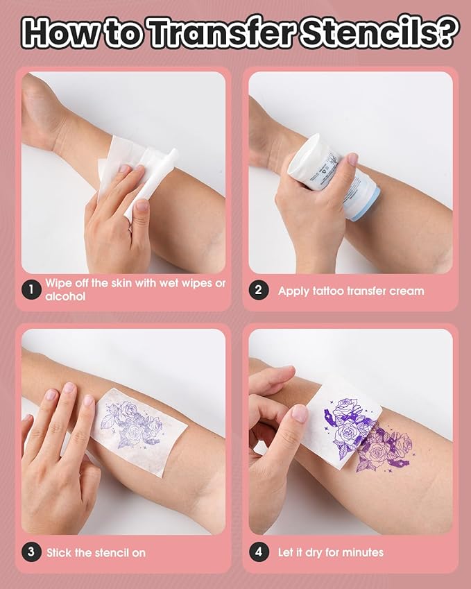 Phomemo Tattoo Stencil Printer, M08F Wireless Thermal Tattoo Printer with 10pcs Transfer Paper, Compatible with Phone/Tablet/PC, Tattoo Supplies for Tattoo Artists & Beginners, Pink﻿