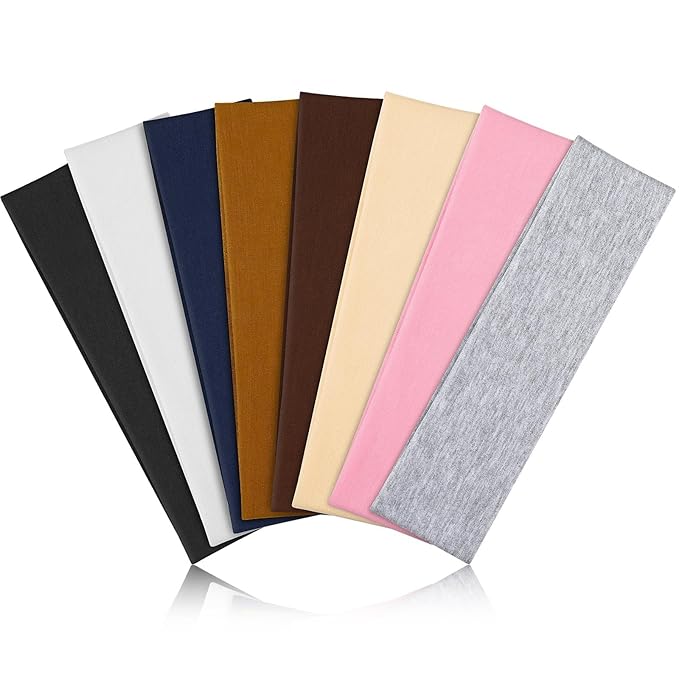 Headbands for Women Stocking Stuffers - 8Pcs Head Bands Non Slip for Women's Hair Accessory Stretchy Fabric Sweat Headband for Workout Sport Yoga Running Christmas Birthday Gifts for Women Valentines