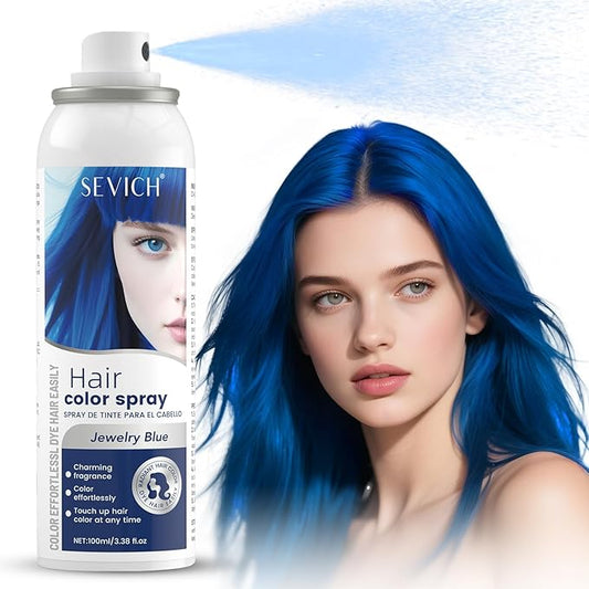SEVICH Temporary Hair Color Spray Blue, Instant Hair Color Application, Hair Dye for Men & Women, Natural Looking,Quick Drying, Non-Sticky, Long-Lasting No Fading, 100mL