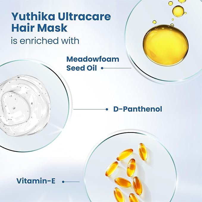 Yuthika Professional UltraCare Hair Mask for Damaged Curly & Frizzy Tangled Hair Advanced Repair Formula Support Hair Growth (500 ML / 16.90 Fluid Ounce)