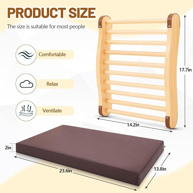 Taiyin S-Shape Sauna Backrest and Seat Cushion Set Cedar Wood Backrest Thickened Waterproof Mat Sauna Accessories for Infrared Resting Bath House Shower Steam Room(Coffee Seat)