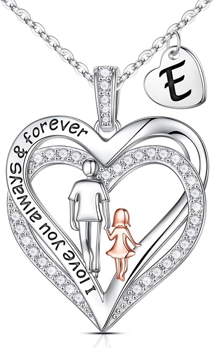 Iefil To My Daughter Necklace, Daughter Gifts, Sterling Silver Heart Initial Necklaces for Women