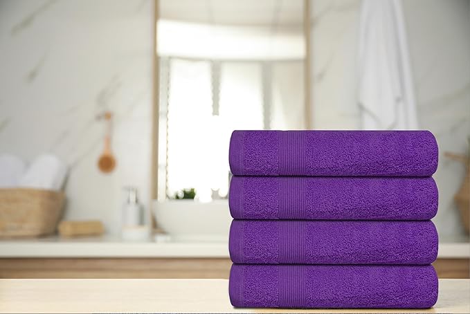Premium Hand Towels Pack of 6 (16" x 30”) 100% Combed Ring Spun Cotton | Highly Absorbent Hand Towels Set | Ultra Soft for Home, Gym & Spa (Purple)