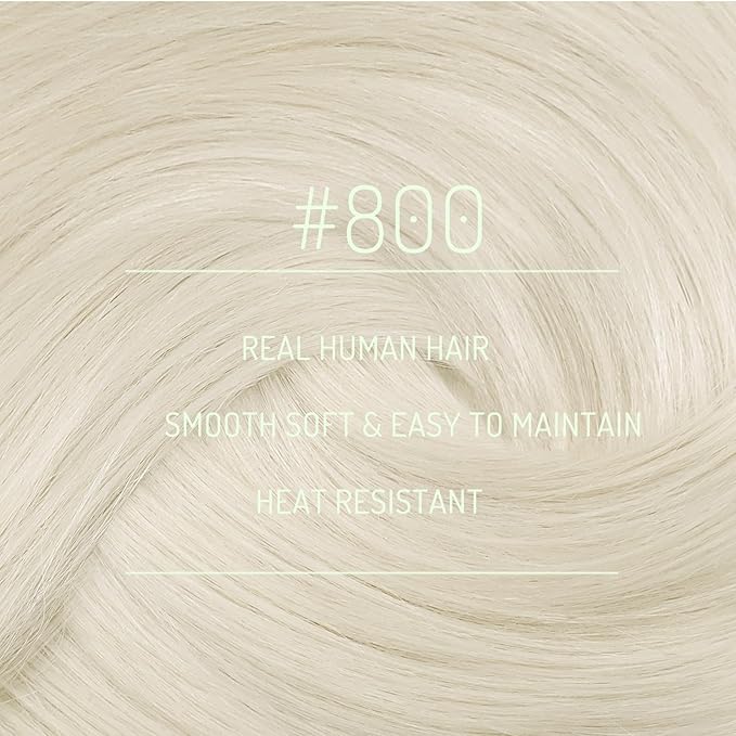 RUNATURE Clip in Hair Extensions Real Human Hair, Real Hair Extensions Clip in Human Hair for Women, Blonde Remy Natural Hair, 16 Inch 120g 7pcs, #800 Platinum Blonde