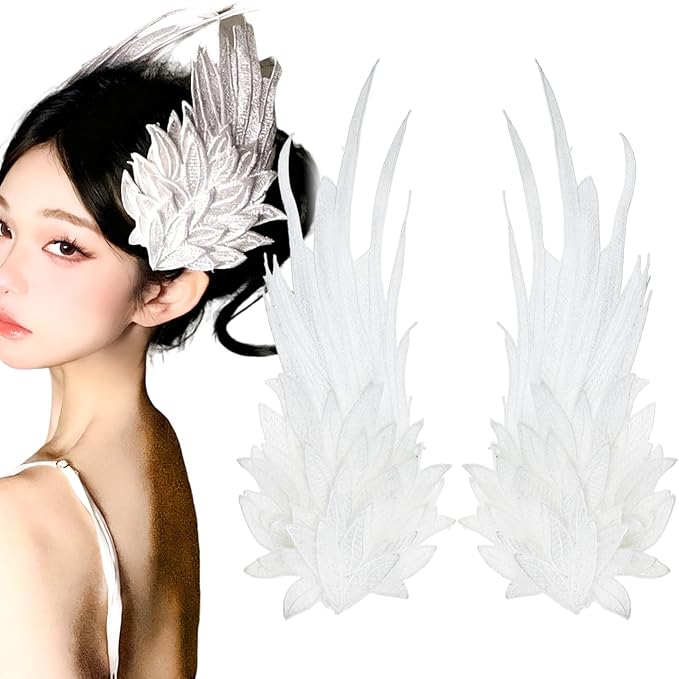2Pcs White Feather Wing Hair Clips, Angel Wing Hair Barrettes, Fashionable Hair Accessories for Party Cosplay Styling