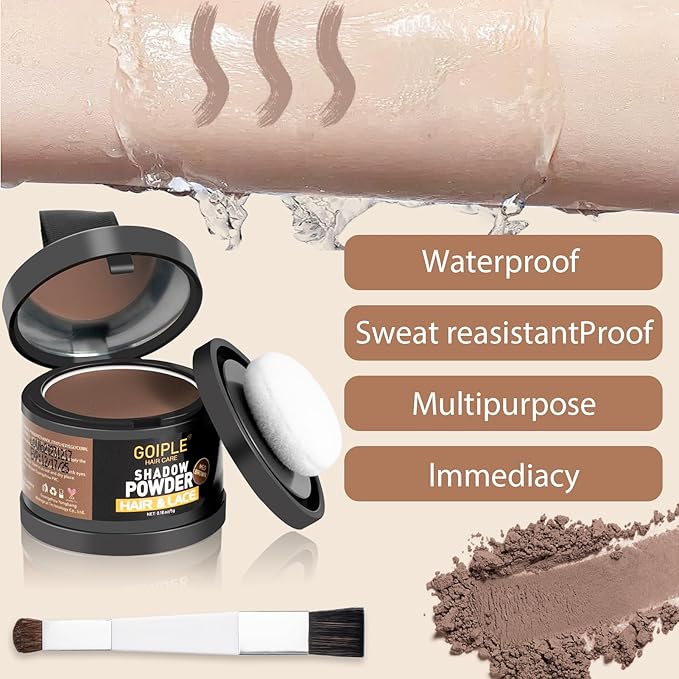 Root Cover Up Powder for Women - Medium Brown Hairline Powder for Bald Spots, Eyebrows, Beard Line, Light-Blonde Hair Fibers for Thinning Hair Shadow Powder 2 Pack