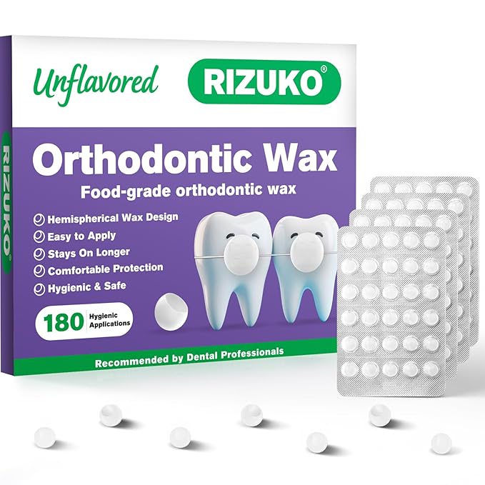Orthodontic Wax for Braces - 180 Dental Wax Dots | Hygienic Individual Wraps, Unflavored