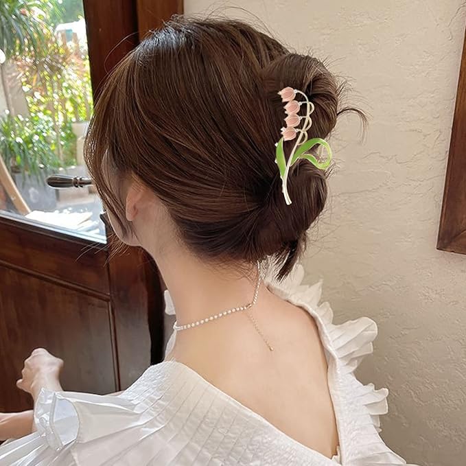 3-Piece Floral Metal Hair Accessories: Lily of the Valley Barrettes, Elegant Strong Hold Non-Slip Clamps for Thin/Medium Hair