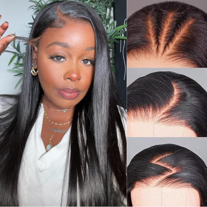 Nadula Pre Everything Glueless Silk Straight Wig 13x4 HD Pre Cut Lace Front Wig Human Hair with Ear Tape Bleached Invisible Bye Bye Knots Wig Pre Plucked 150% Density 18inch