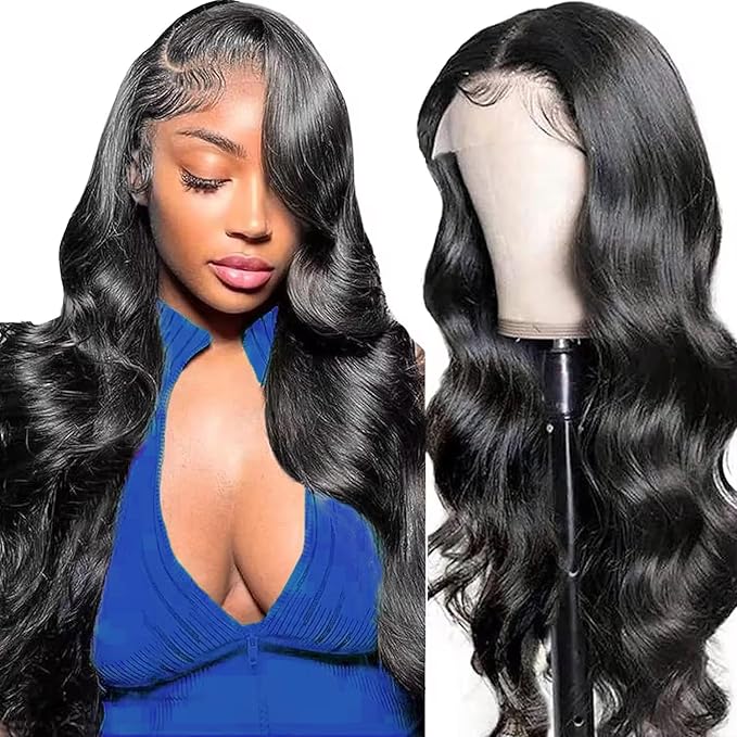 Zazumi 13x6 Body Wave Lace Front Wigs Human Hair 200 Density HD Transparent Lace Frontal Human Hair Wig for Black Women Glueless Wigs 28 Inch