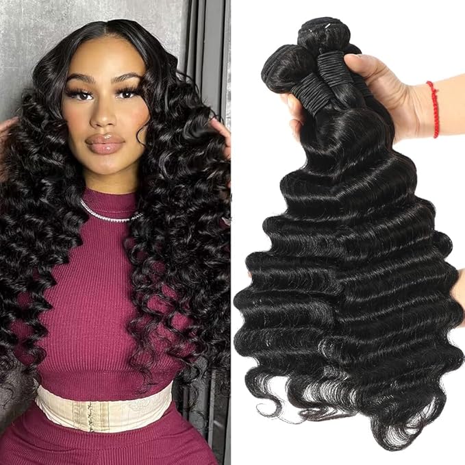 Loose Deep Wave Bundles 3 Bundles Human Hair 12 14 16 Inches 12A Brazilian Virgin Weave Bundles Human Hair Extensions Natural Color Double Weft 3 Bundles Human Hair