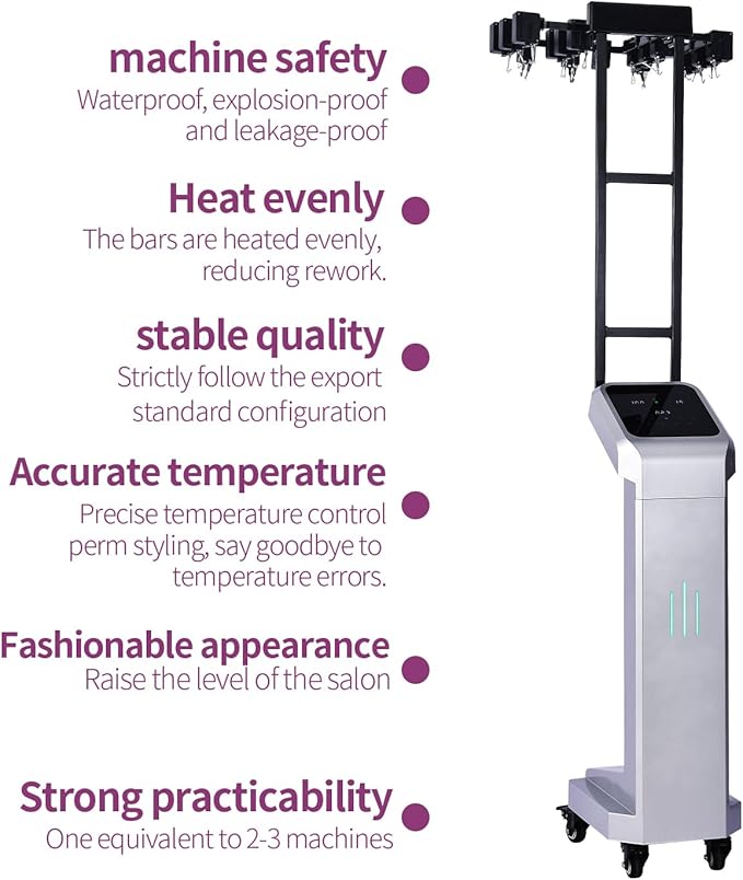 Digital Hair Perm Machine Hair Curler, Roller with Cable Box, Salon Equipment Ceramic Styling Stand Device Used to Create Different Waves Hair Roller with LCD Display