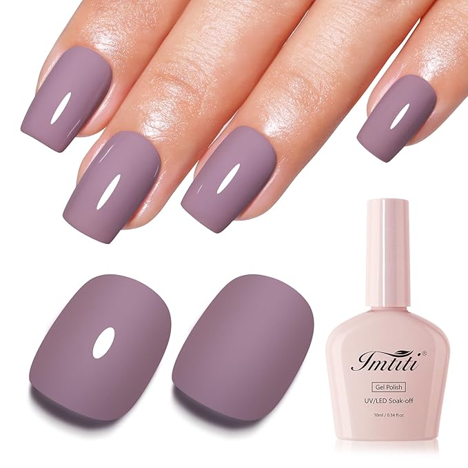 Imtiti 10ml Grey Purple Gel Nail Polish Long Lasting Soak Off UV LED Gel Polish Salon DIY at Home Gift for Women 1Pcs