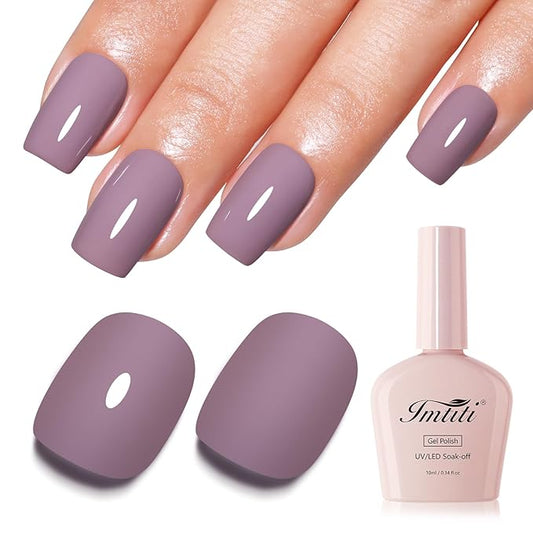 Imtiti 10ml Grey Purple Gel Nail Polish Long Lasting Soak Off UV LED Gel Polish Salon DIY at Home Gift for Women 1Pcs