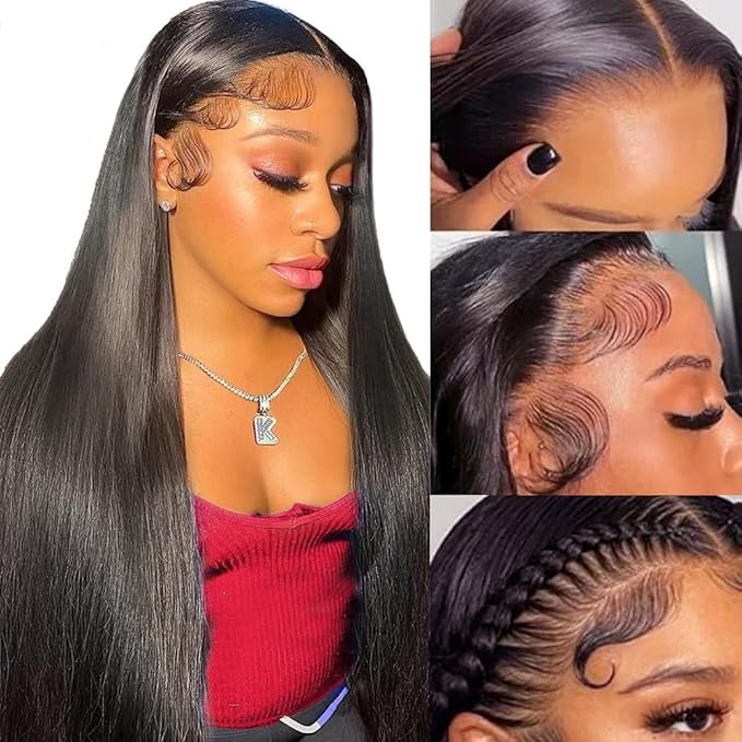 13x6 Lace Front Wigs Human Hair 200% Density Straight Human Hair Wigs For Women HD Transparent Lace Straight Glueless Wigs Pre Plucked 26 Inch