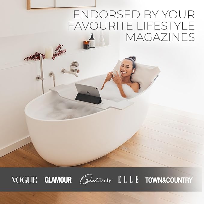 BADESOFA® Luxury Bath Pillow S - Ultra Comfortable & Quick-Drying Bath Back Pillow - Washable Full Body Bath Pillow for Bathtub - Therapeutic Head and Neck Support - Luxury Spa Cushion in Charcoal