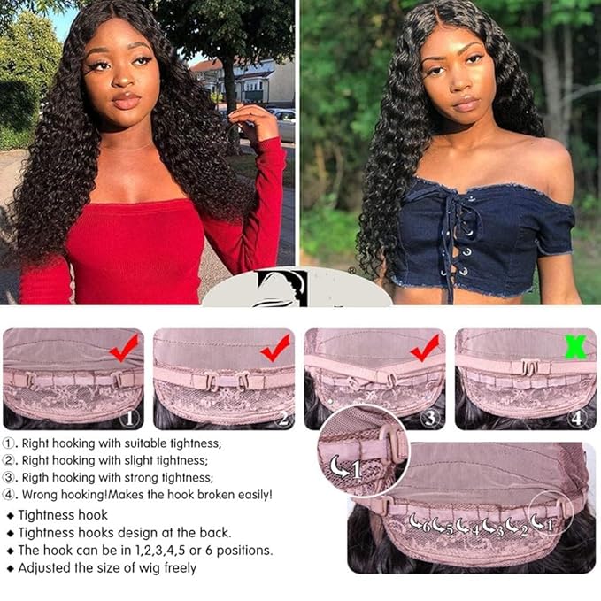 Manorshen Deep Wave Lace Front Wigs Human Hair 13x4 Lace Frontal Wigs for Women Glueless Transparent Lace 180% Density Wigs Pre Plucked with Baby Hair Natural Hairline