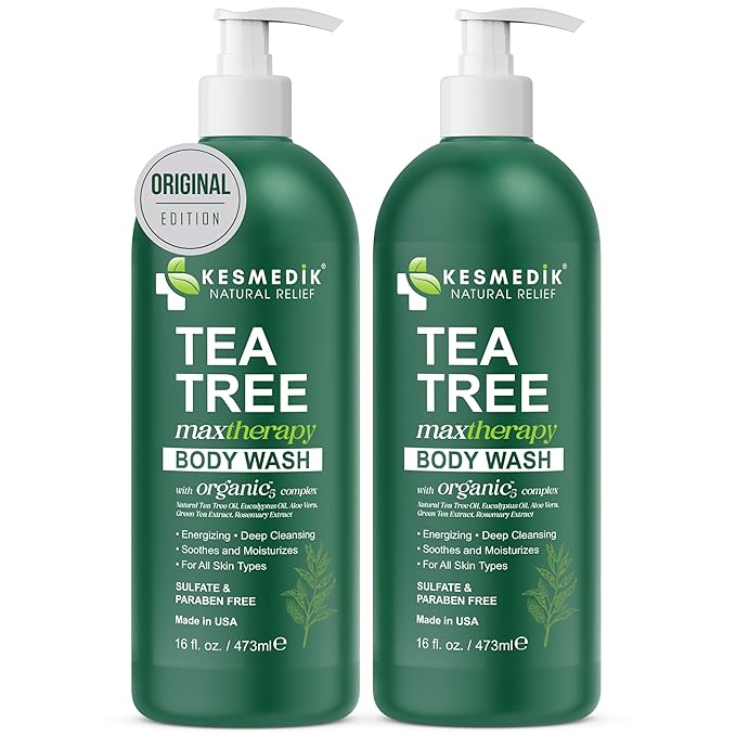 Tea Tree Body Wash MaxTherapy, Itchy Skin Relief Soap, Soothes Jock Itch, Athlete's Foot, Acne, Eczema, Psoriasis & Sensitive Skin, Intimate Wash, Men & Women, 2-Pack, Original Edition