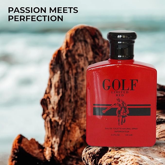 GOLF LIMITED RED Men's Perfume–Exclusive & Bold Fragrance with Citrusy Top Notes,Spicy Heart,and Rich Woody Base 100ML for Sophisticated Occasions