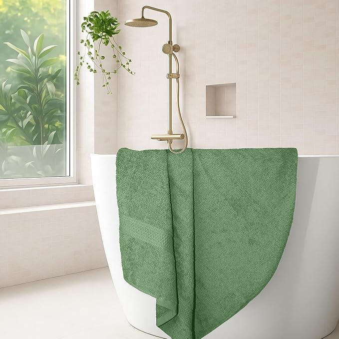 RIVERSIDE 100% Ring Spun Cotton Large Bath Towels Set of 4, 27 x 54 – Quick Dry, Soft & Highly Absorbent Towels for Shower & Bathroom – Luxury 600 GSM Towels for Home, Spa, Gym, Hotel, Sage Green