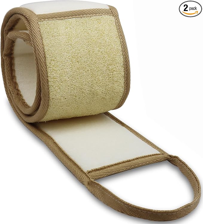 Exfoliating Natural Loofah Back Scrubber Loofah Sponge Back Scrubber for Shower, Deep Clean Your Back & Relax Your Body Bath Shower Scrubber for Men Women