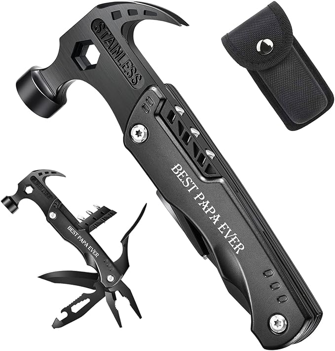 VEITORLD Gifts for Papa, Unique Birthday Gift Ideas for Papa Men Dad from Wife Daughter Son, All in One Survival Tools Hammer Multitool, Cool Gadgets Presents, Camping Accessories