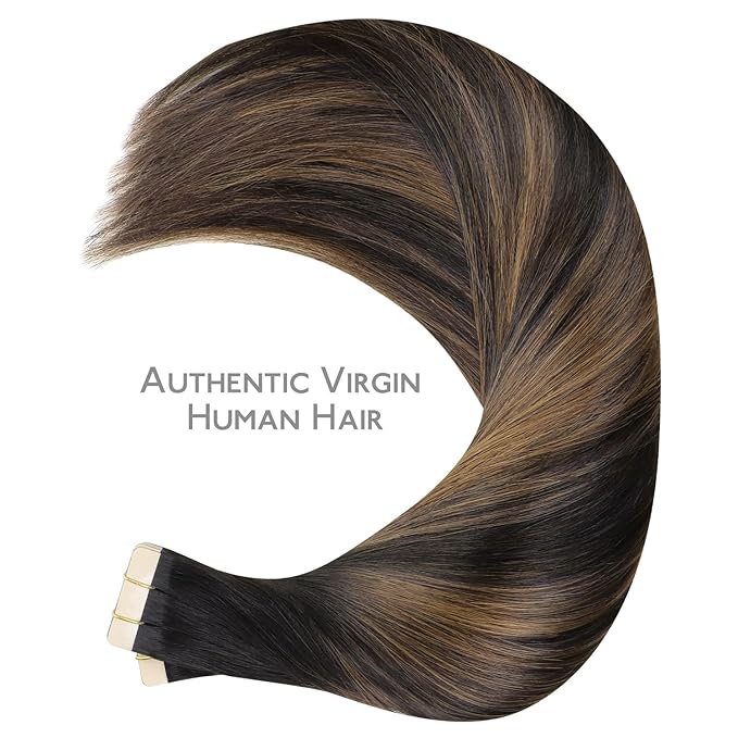 WENNALIFE Tape in Hair Extensions Human Hair, 40pcs 100g 22 inch Balayage Natural Black to Chestnut Brown Hair Extensions Real Human Hair Straight Tape in Extensions Invisible Human Hair Extensions