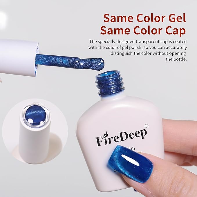 10ml Hema Free Blue Cat Eye Gel Nail Polish Navy Blue Color Glitter Gel Polish with Magnet Soak Off Manicure DIY Salon for Women Girls