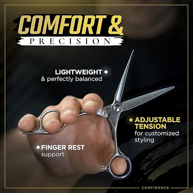 Fagaci Professional Hair Cutting Scissors 4.5” Japanese Steel for Ultra-Precise Cuts, Razor Sharp Blades Hair Scissors for Women & Men, Extreme Durability Hair Shears, Hair Cutting Barber Scissors