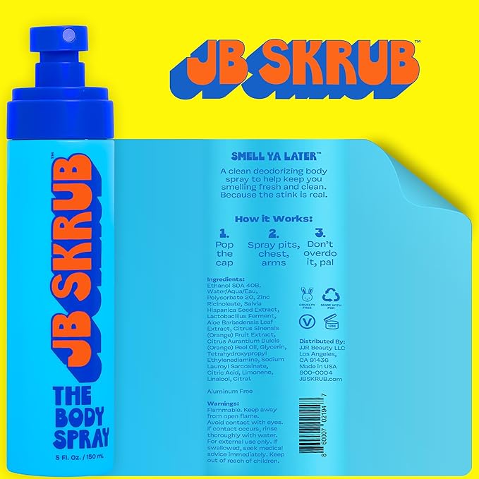 JB SKRUB Body Spray and Body Wash for Teen Boys, Tweens, and Kids with Citrus Scent - Conquer Funk, Banish Smell, and Freshen Up