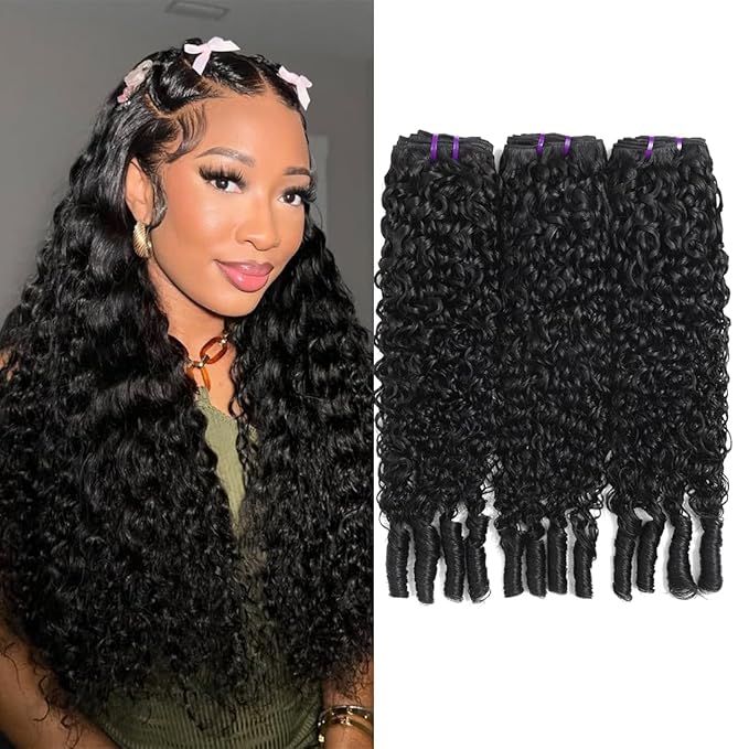 Raw Burmese Curly 3 Bundles Human Hair 26 28 30 Water Wave Hair Bundles with Spiral Ends Quick Weave Hair For Women