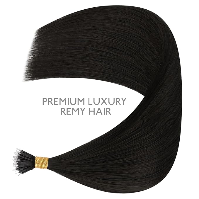 WENNALIFE Nano Bead Hair Extensions, 50g 50s 20 Inch Natural Black Real Human Hair for Women Invisible Nano Ring Remy Hair Extensiones De Cabello Humano Fusion Installation