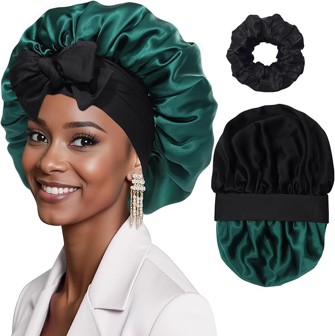 Mulberry Silk Bonnet Sleeping Women Curly Hair Bonnets Tie Band Double Layer Reversible Sleep Bonnet Silk Hair Wrap Sleep Cap