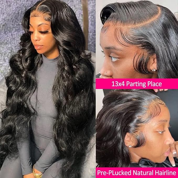 IUPin 13x4 Body Wave Lace Front Wigs Human Hair 250% Density HD Transparent Frontal Wigs for Women Human Hair Wig Glueless Pre Plucked with Baby Hair 26 Inch Full and Thick 12A Brazilian Hair
