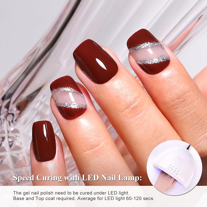 Imtiti Dark Auburn Gel Polish, 1Pcs Red Brown Soak Off UV LED Burgundy Gel Nail Polish for Fall and Winter (0.34 Fl Oz-1918)