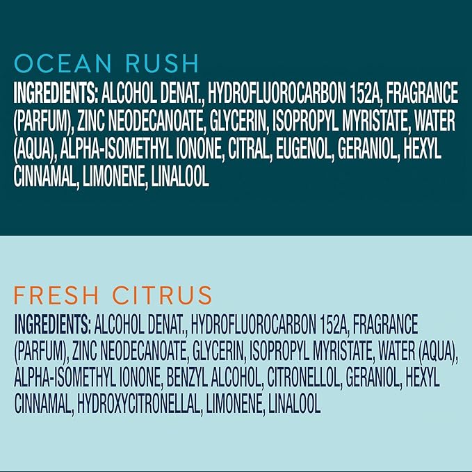 Degree Whole Body Deo Spray Variety 2-Pack – Aluminum-Free Deodorant for Women (Fresh Citrus) & Men (Ocean Rush), Travel-Size, 1.1 Oz Ea