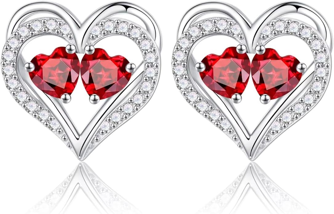 Iefil Christmas Gifts for Women Wife - 925 Sterling Silver Birthstone Earrings, Anniversary Birthday Gifts for Women Wife Girlfriend Mom